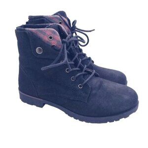 Rock & Candy Black Tavin Faux Suede Lace Up Ankle Boots Women's Size 6.5